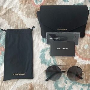 EUC Dolce & Gabbana Round Brown Black Gold Gradient Frameless Sunglasses